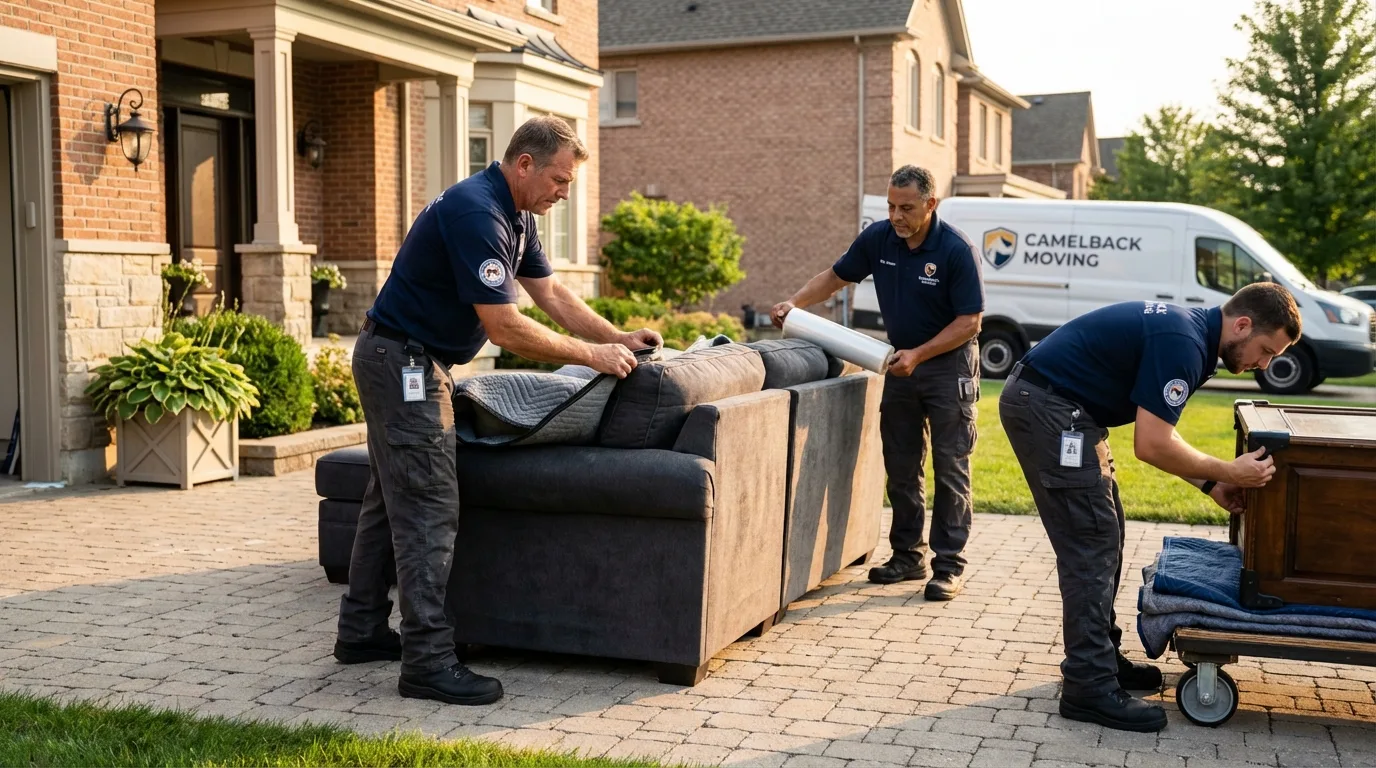 Large estate moving crew wrapping furniture in Santa Anna, TX